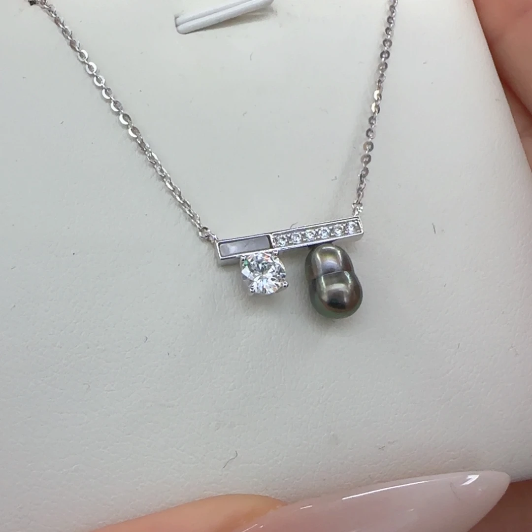 银S925镶嵌海水珍珠颈饰
