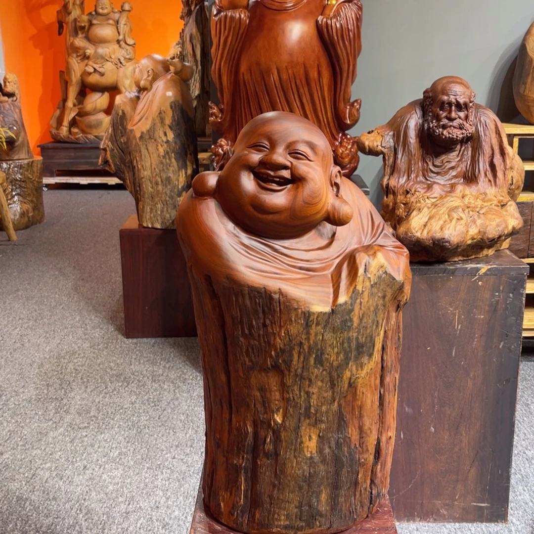 剑***锋香樟木香樟木弥勒佛摆件