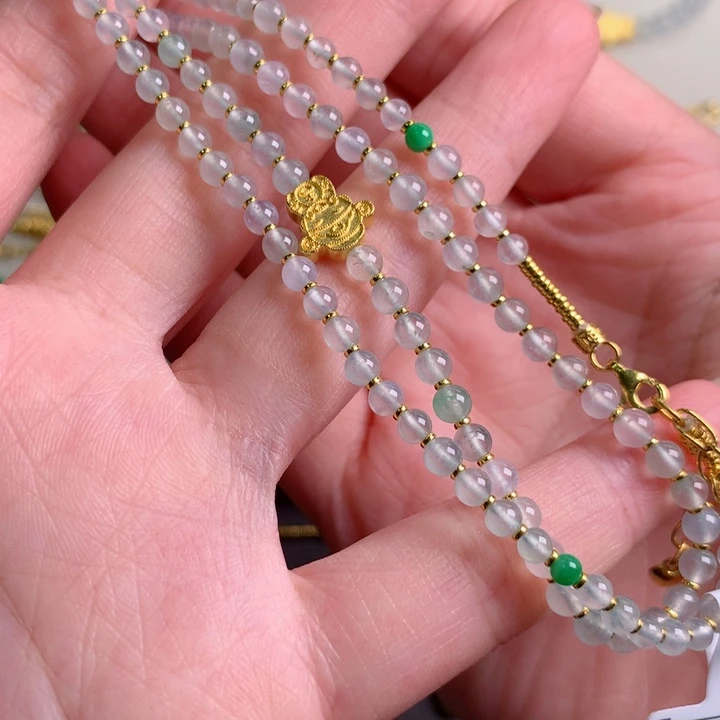足金镶嵌手链翡翠手串