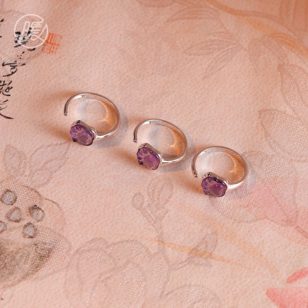 Nuanyan/暖言紫水晶猫爪开口戒Z3262多样性发一