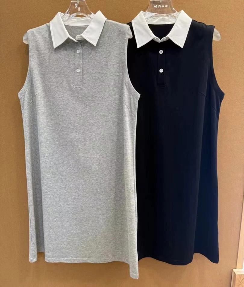 【柏卉服饰】翻领无袖净版连衣裙