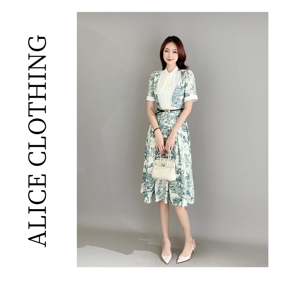 6 ALICE “迪家千金”连衣裙优雅印花 皮质腰带 S2137877Q