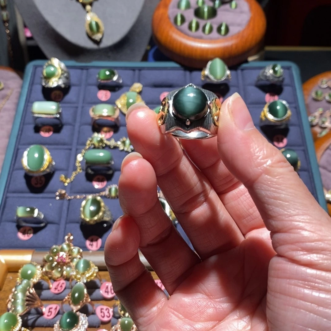 和田玉戒指银S925镶嵌