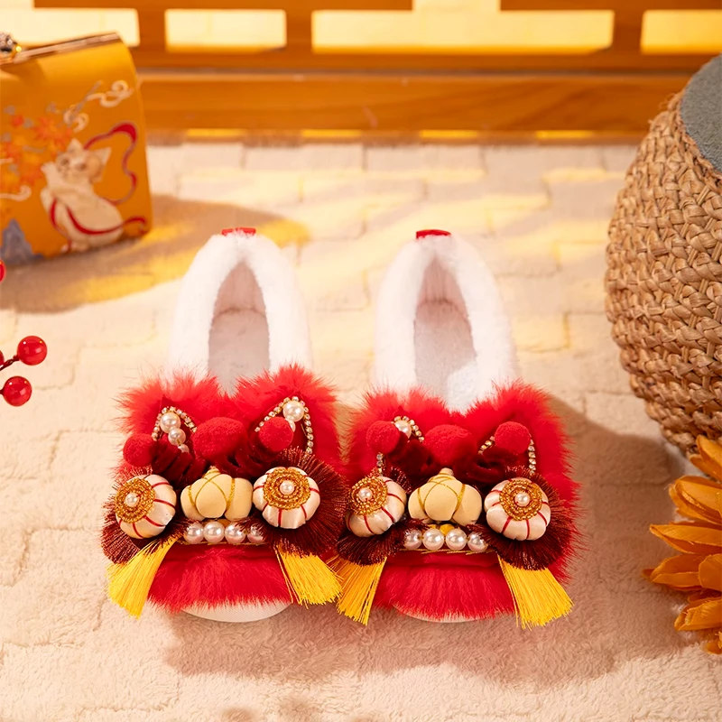 国风虎头鞋大人厚底冬季红色复古汉服婚鞋非遗手工中式拜年绣花鞋