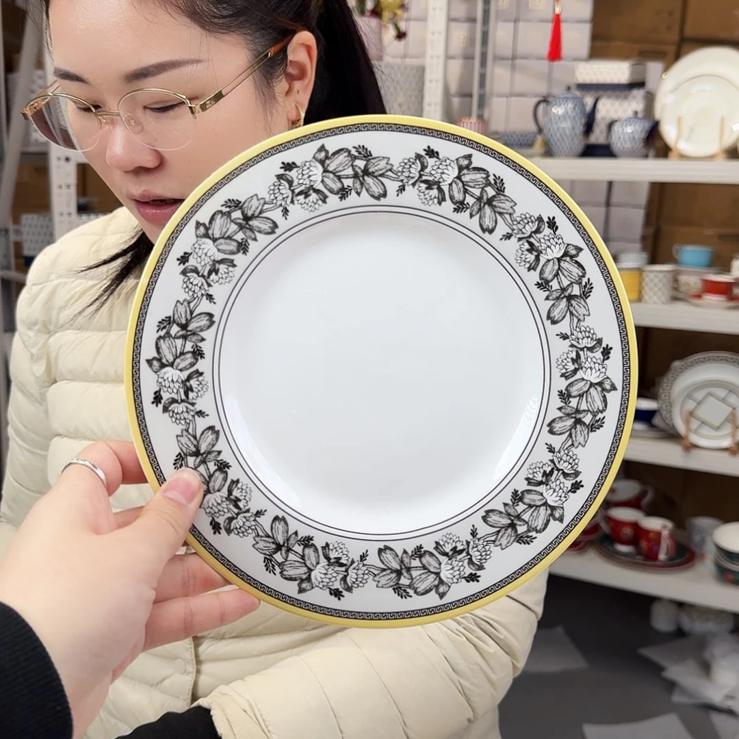 骨瓷8英寸月光盘20cm一个外贸骨瓷