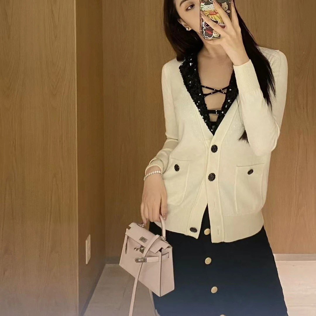 未使用 Chanel/香奈儿 蔚蓝/针织开衫/山羊绒/36码/LZ624A981