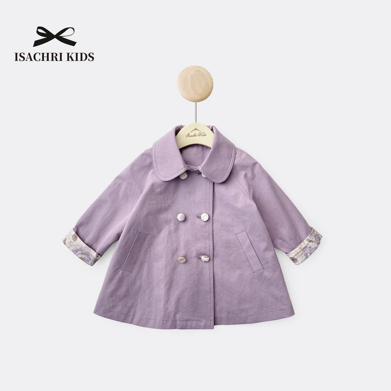 晶晶家【现发】D家风衣 春款儿童风衣中长款女童纯色外套女宝 IS412