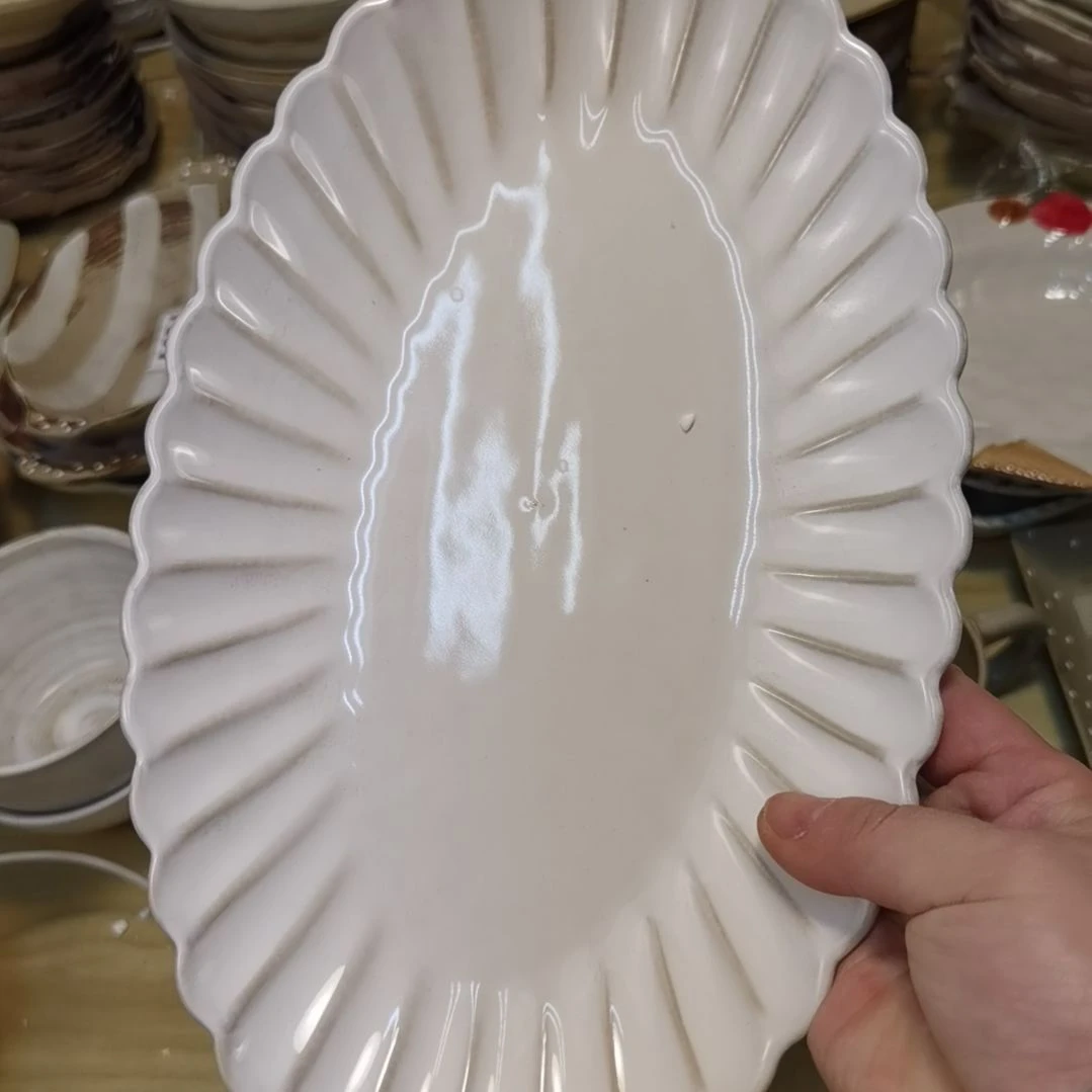 瓷片微瑕贝壳鱼盘两个一组