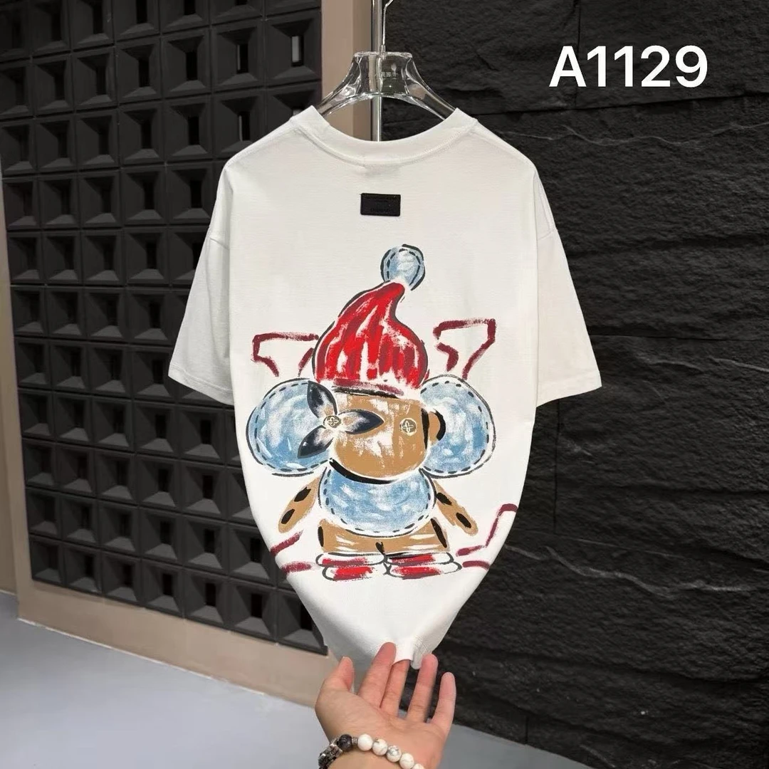 SP-A1129-夏季新款时尚彩绘印花潮流男士短袖男女同款圆领t恤宽松