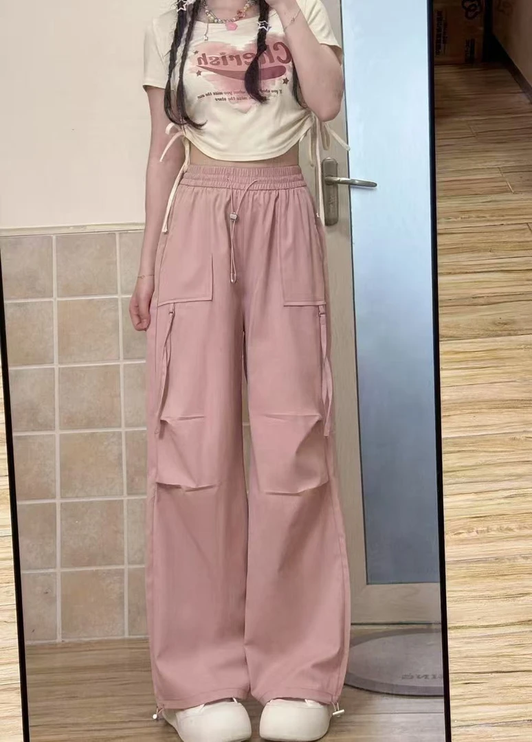 夏季欧若风窄版直筒工装裤女新款休闲裤登山跳舞