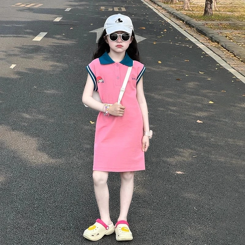 女童连衣裙夏2025新款女大童夏季多巴胺穿搭女孩夏装洋气POLO裙子