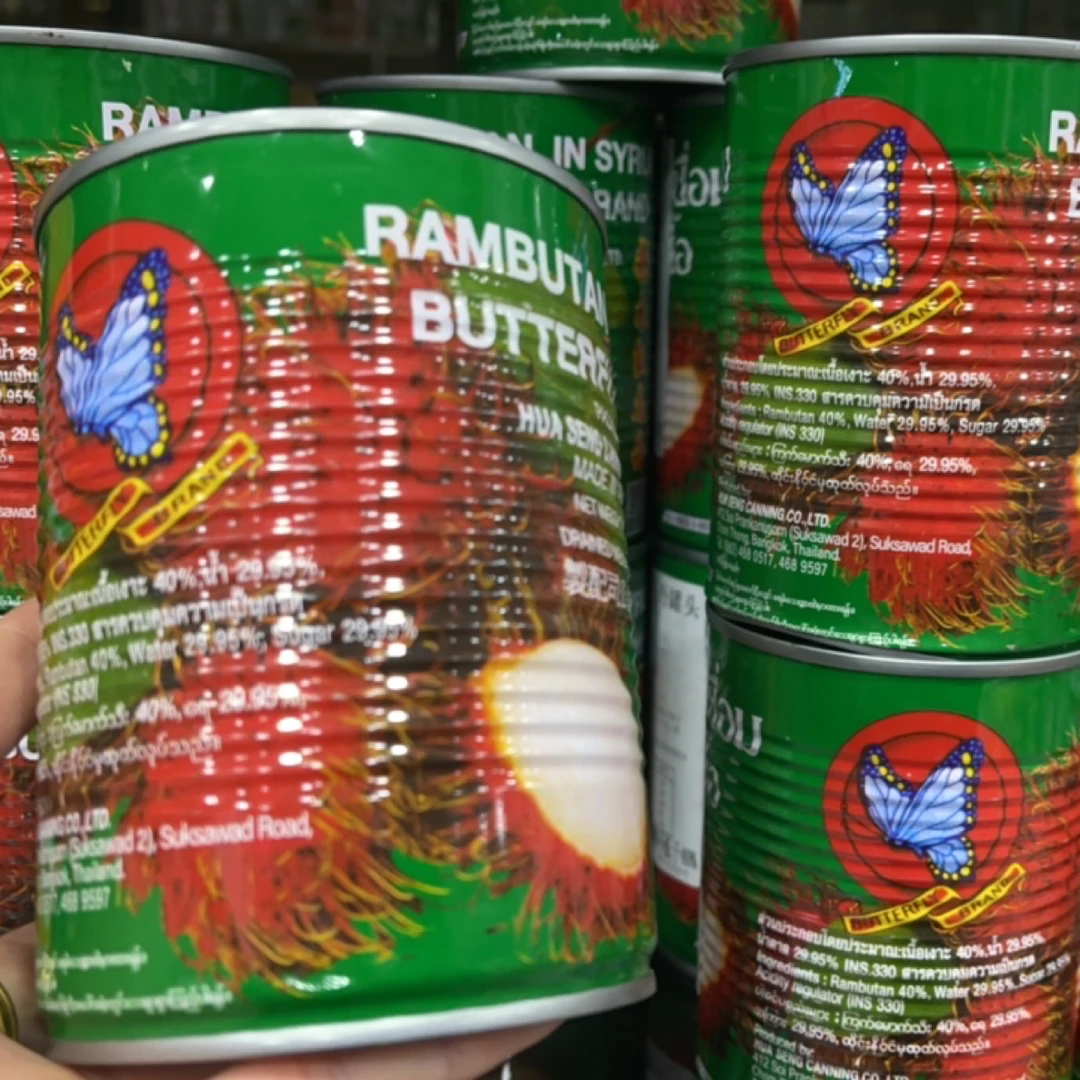 蝴蝶水果罐头红红毛丹低糖水果罐头500克