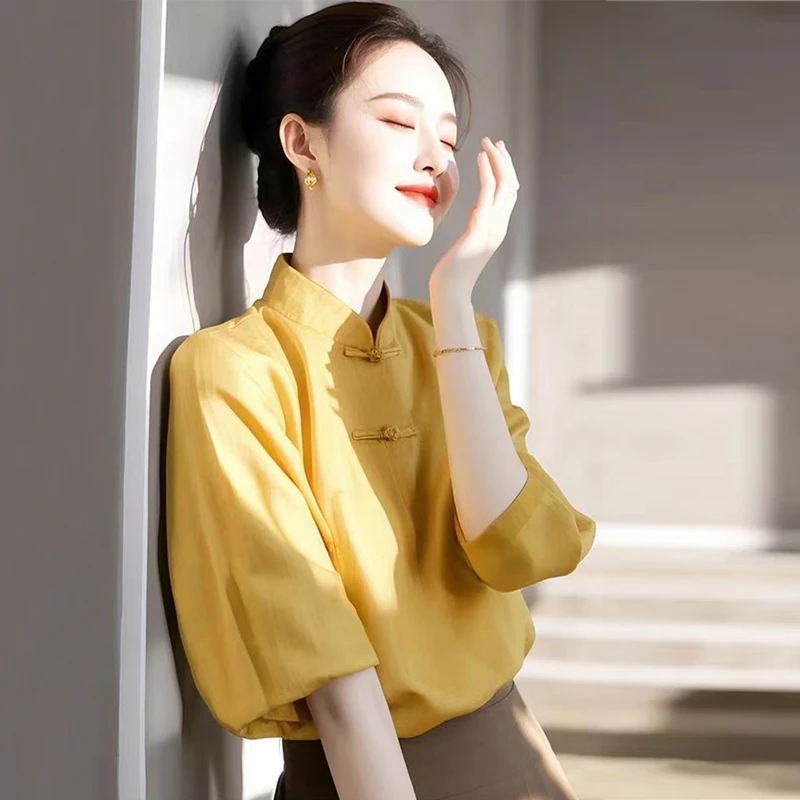 【端庄优雅】新中式国风盘扣衬衫女夏季新款设计感短袖别致气质小衫
