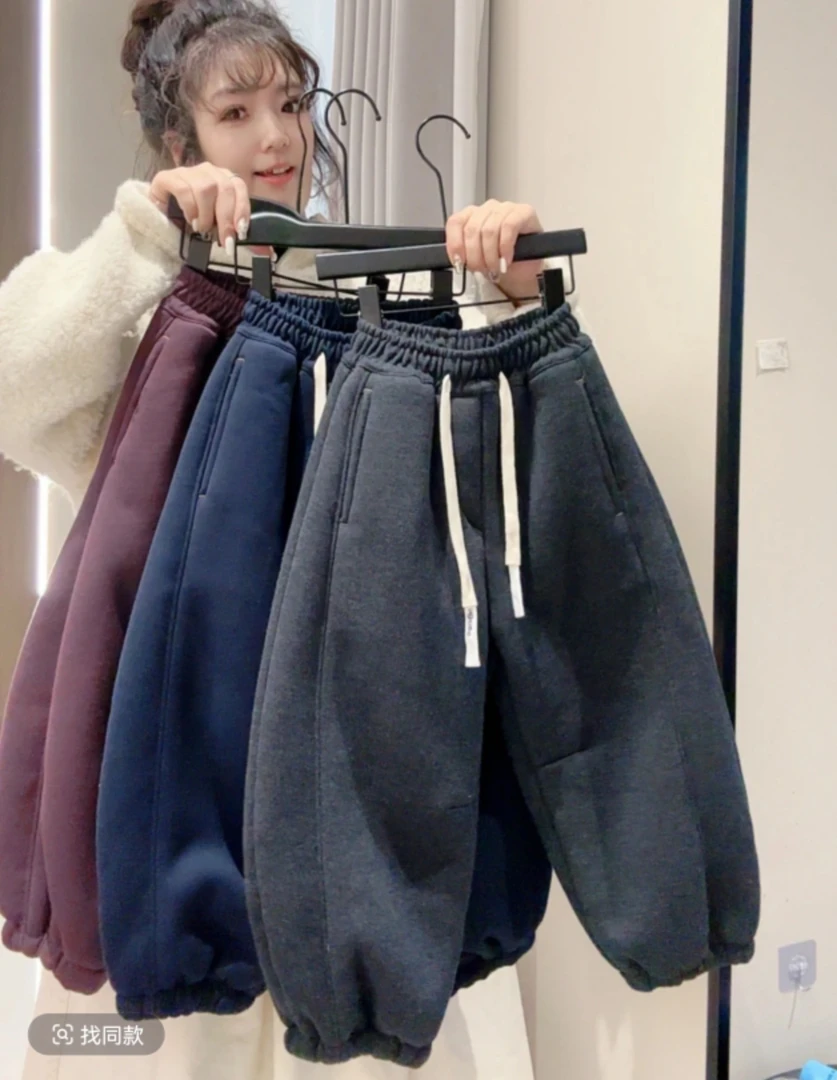 葵花绒【加厚一体保暖不臃肿】男女童糕糕绒冬款运动裤百搭