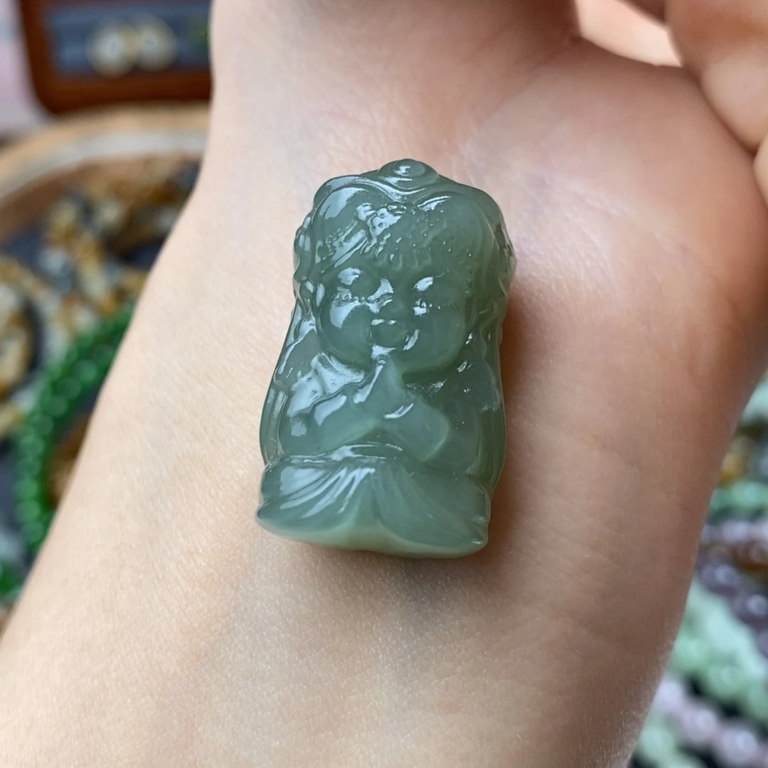 和田玉且末蓝扎基未镶嵌