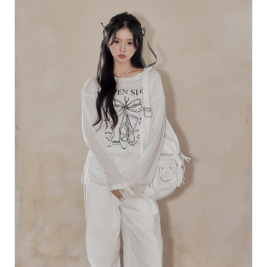 特！门店26&9！芭蕾梦T恤」轻薄莱赛尔天丝无痕印花打底罩衫D40180