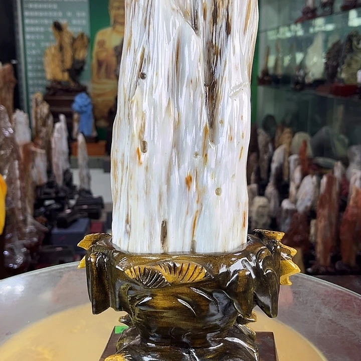 缅甸天然树化玉摆件