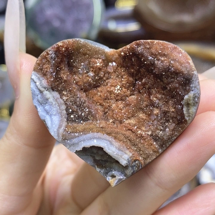 未镶嵌珠宝半成品紫晶流沙爱心