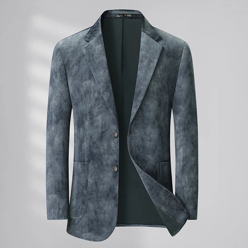 【孙漂亮轻熟风推荐】秋季新款男士大码时尚商务休闲印花西服外套