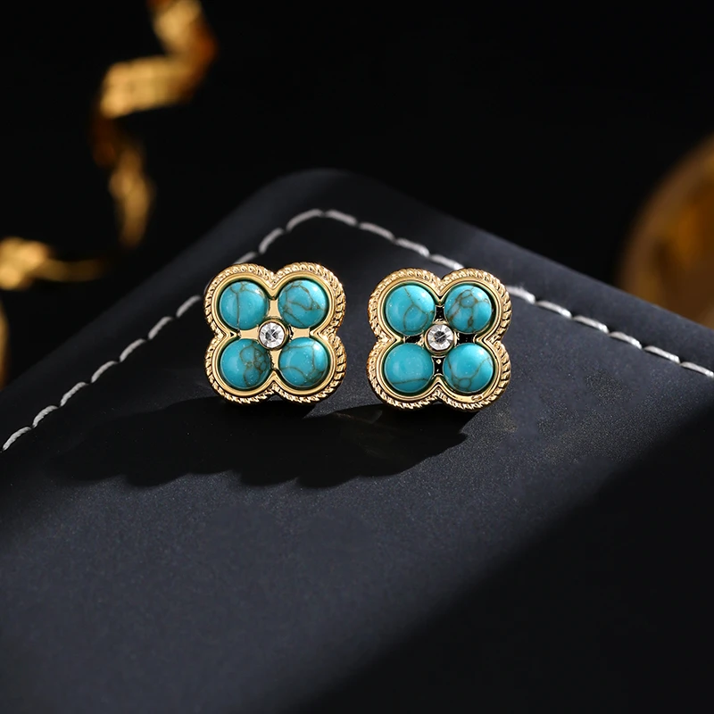 铜合金耳饰 《货号7709》7646复古时尚蓝色耳钉