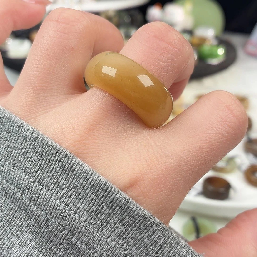 和田玉未镶嵌戒指S85蜜橘糖轮胎18.2