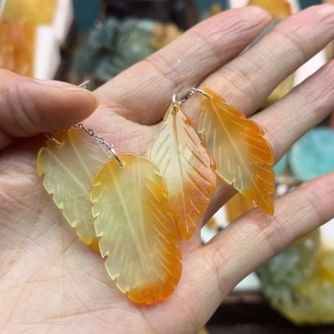 岫玉挂件未镶嵌冰*耳环