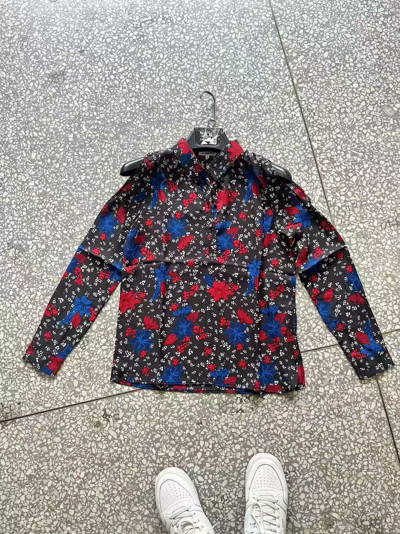 《兵哥外贸》黑色花朵雪纺衬衫 发一件