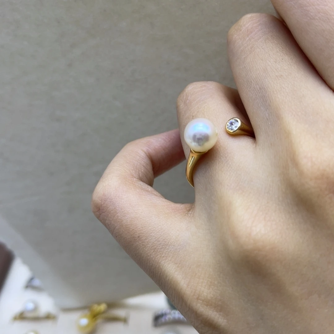 海水珍珠戒指银S925镶嵌