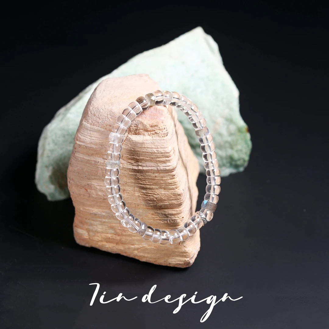 7in 925银手链 【季冬】原创小众设计复古手作白色弹力绳手链