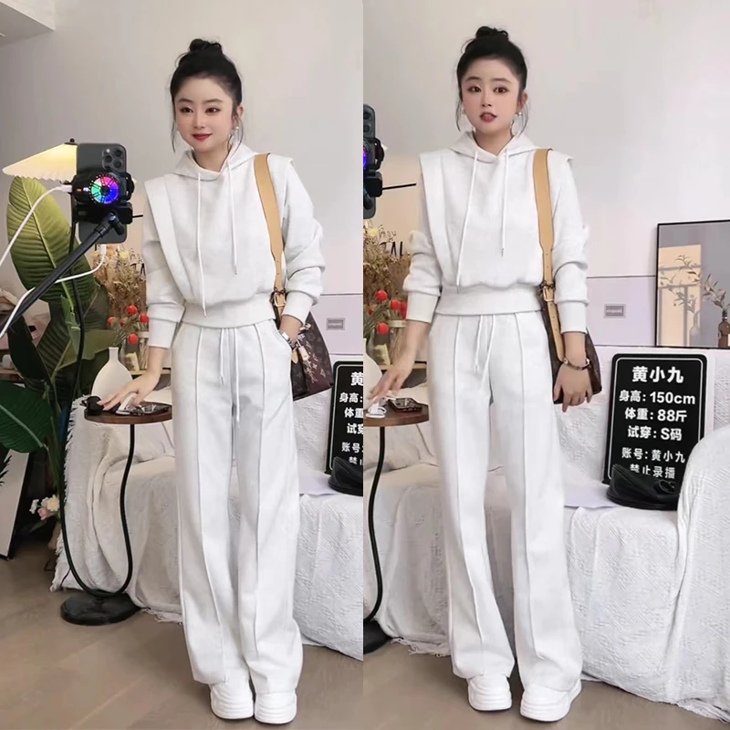 H4012小个子定制时尚运动套装女春款设计感卫衣微裤裤两件套长袖