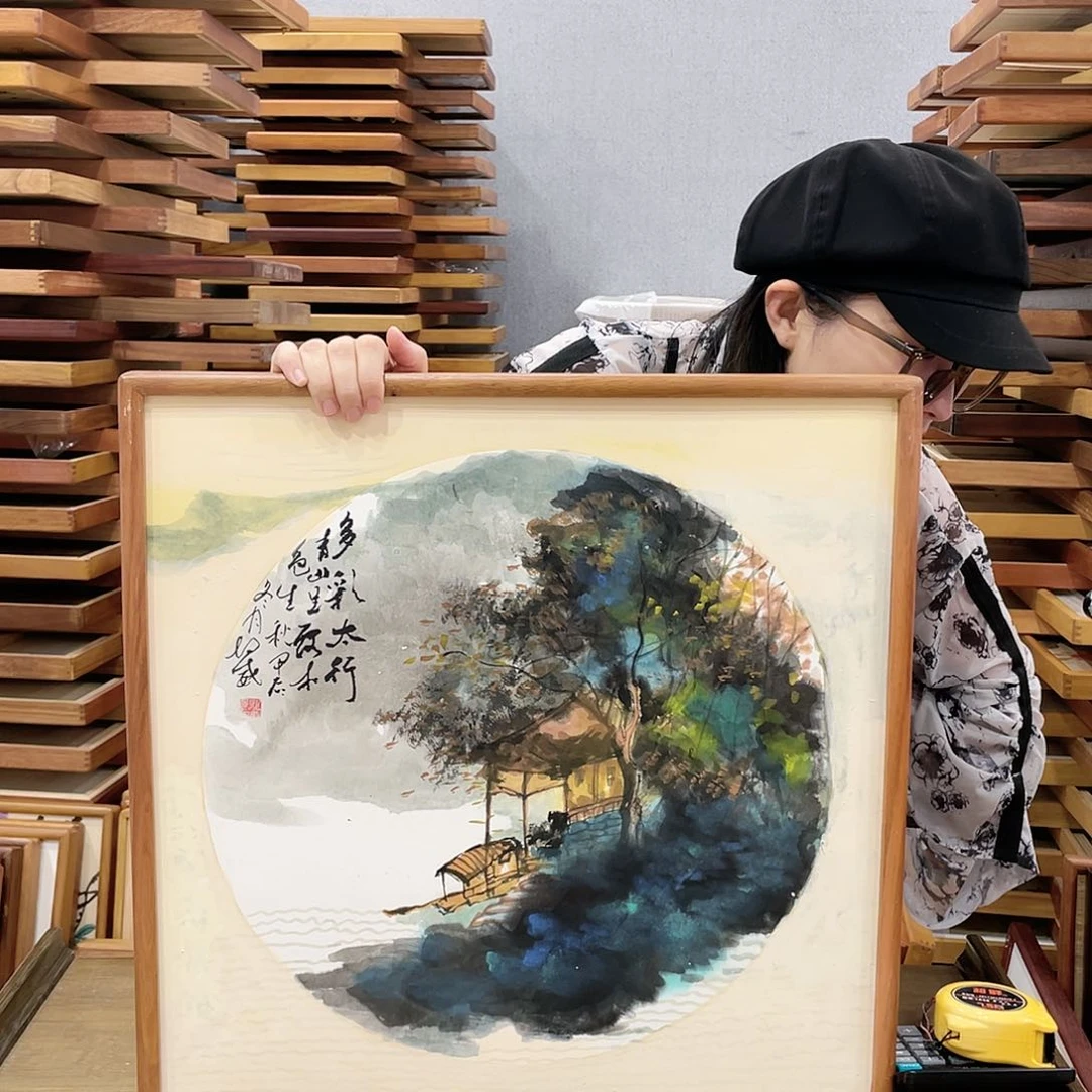 国画手绘带框尺寸：53*53