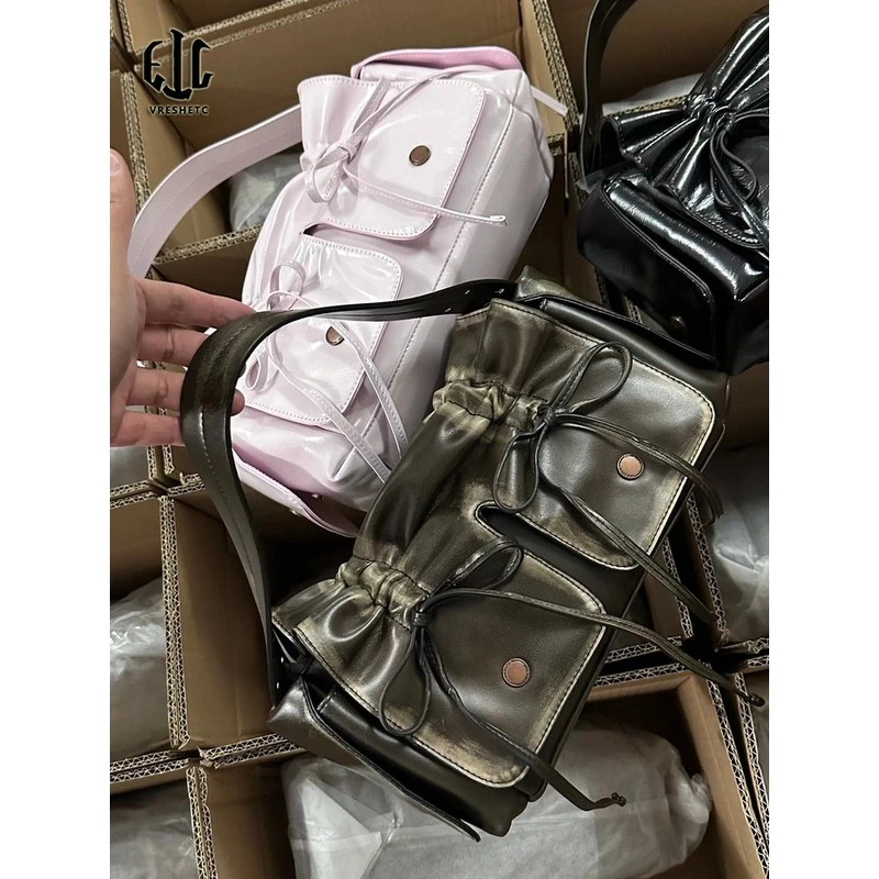 时尚百搭高级感褶皱2025夏季新款韩系辣妹包个性潮流单肩斜挎包