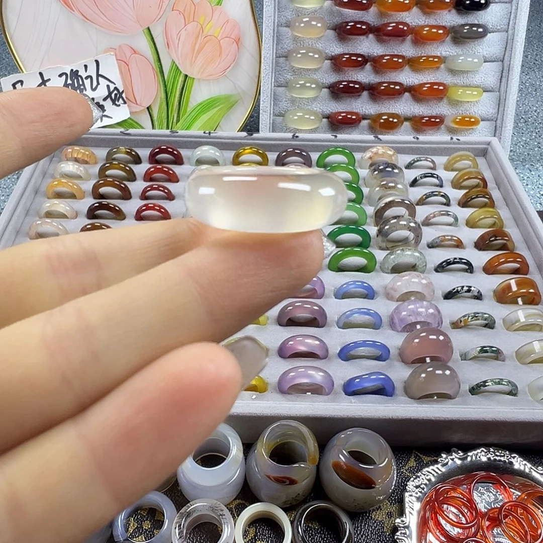 玛瑙/玉髓未镶嵌戒指A4不退换17.2港15