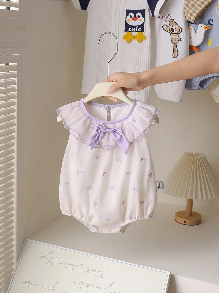 25年宝宝可爱紫色哈衣柔软亲肤