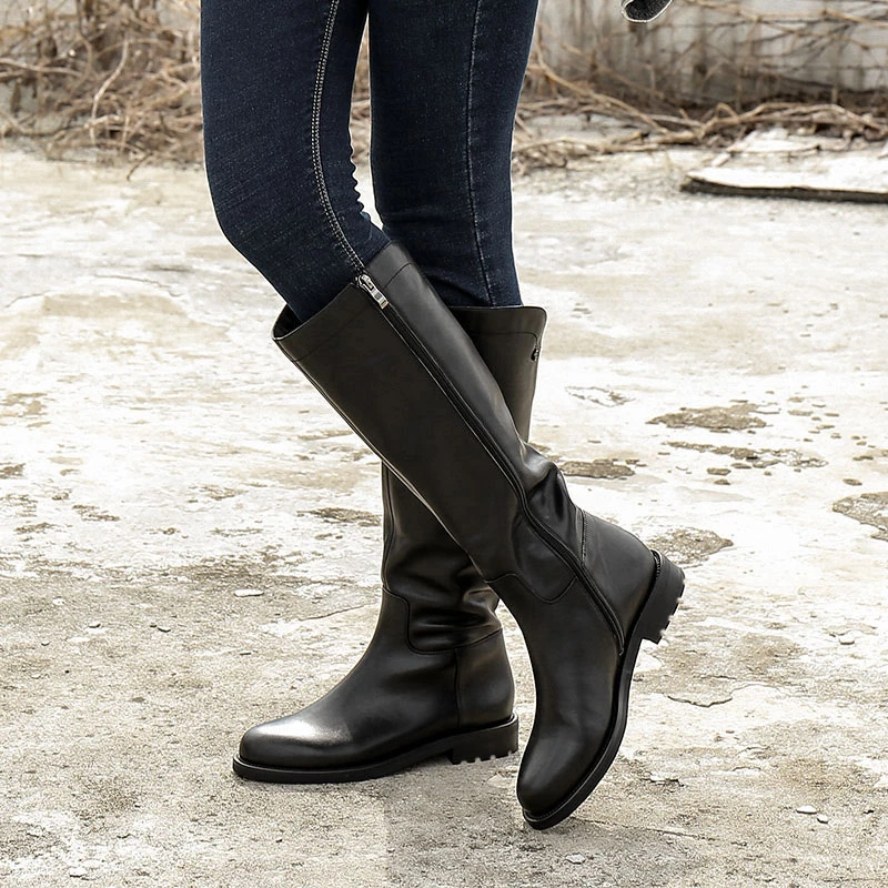 粗跟女靴秋冬马靴短靴长靴时装靴中筒靴加绒骑士20DSHA13-1