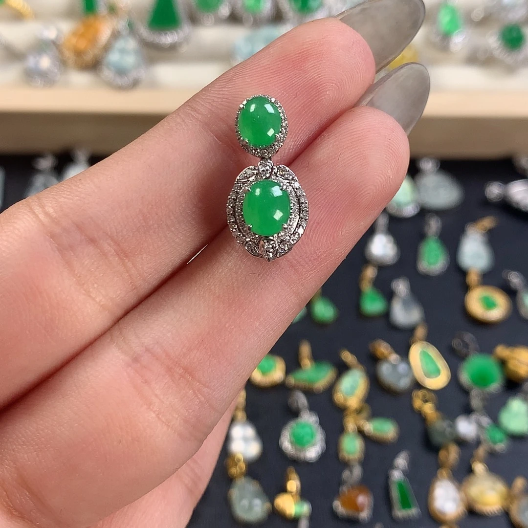 翡翠18K金镶嵌吊坠(不含链)