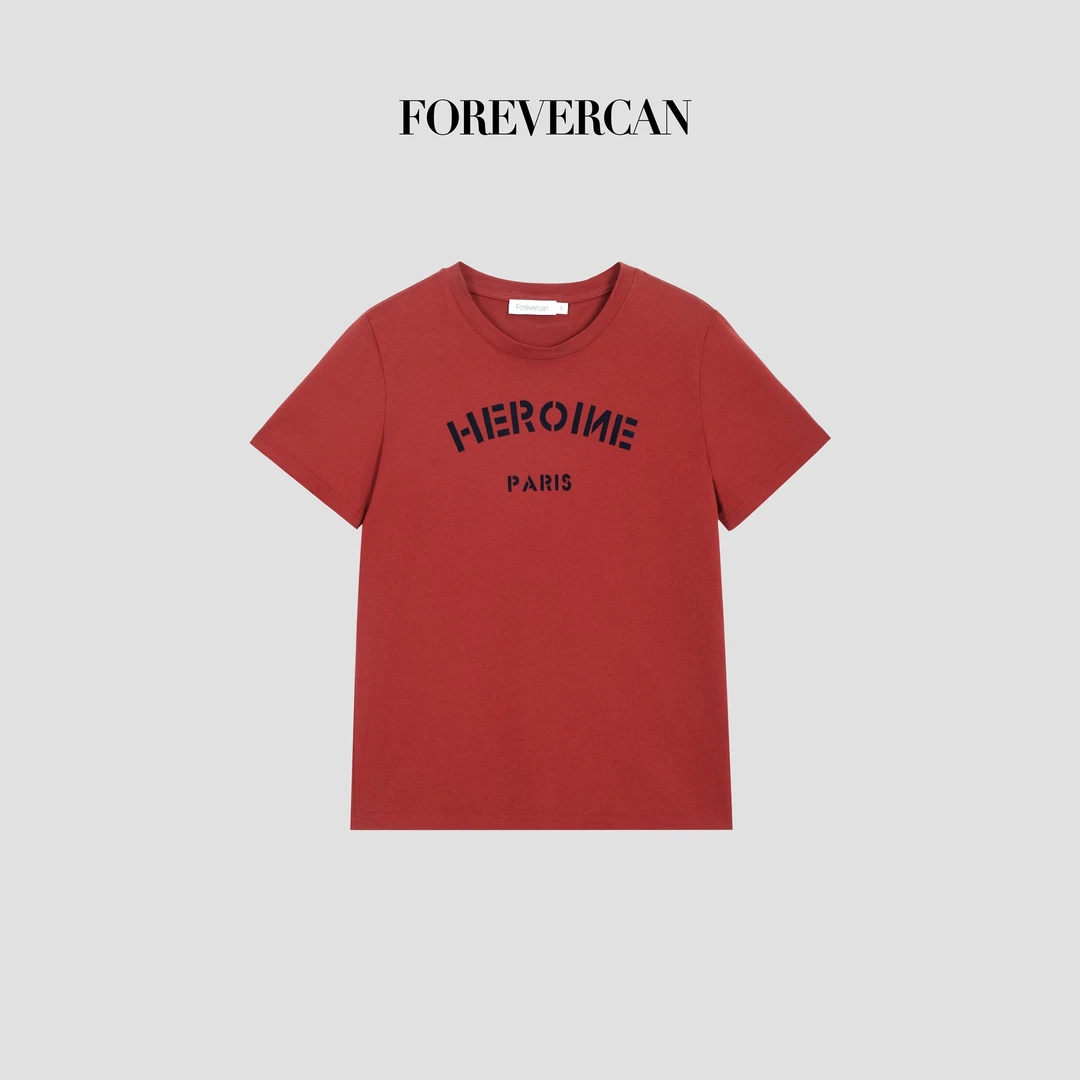 FOREVERCAN“中产代表”字母印花百搭短袖T恤上衣 ST21793