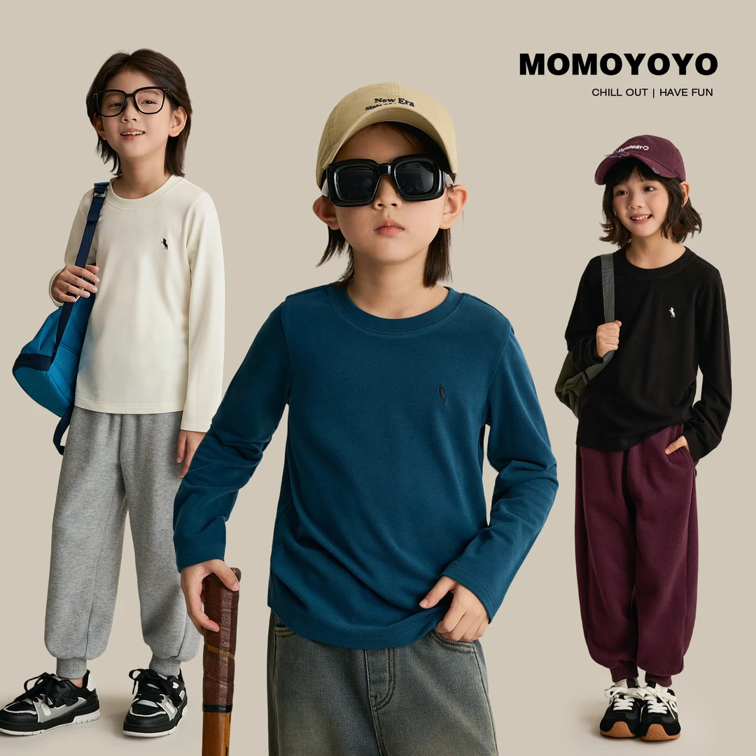 【薄绒马标】莱赛尔绣花马标亲子保暖圆领T恤 8583D