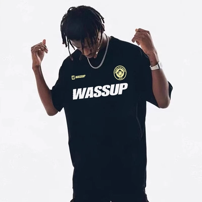 WASSUP潮牌美式重磅T恤短袖男夏季宽松休闲纯棉情侣圆领体恤上衣