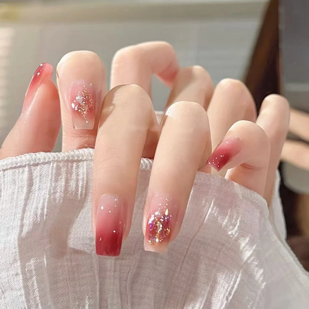 【树莓浆果】纯手工穿戴甲甜酷裸透纯欲风可拆卸美甲贴片