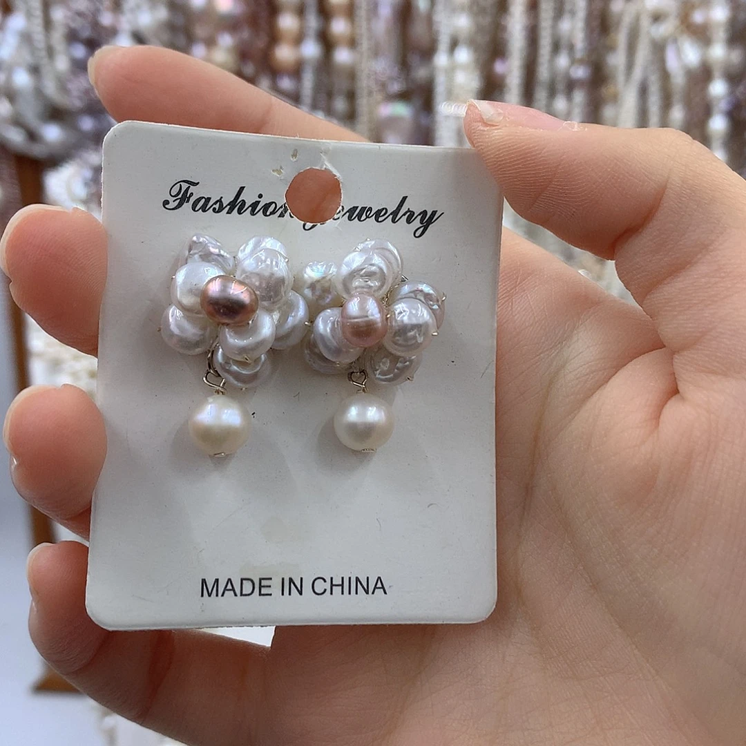 淡水珍珠银S925镶嵌项链耳饰