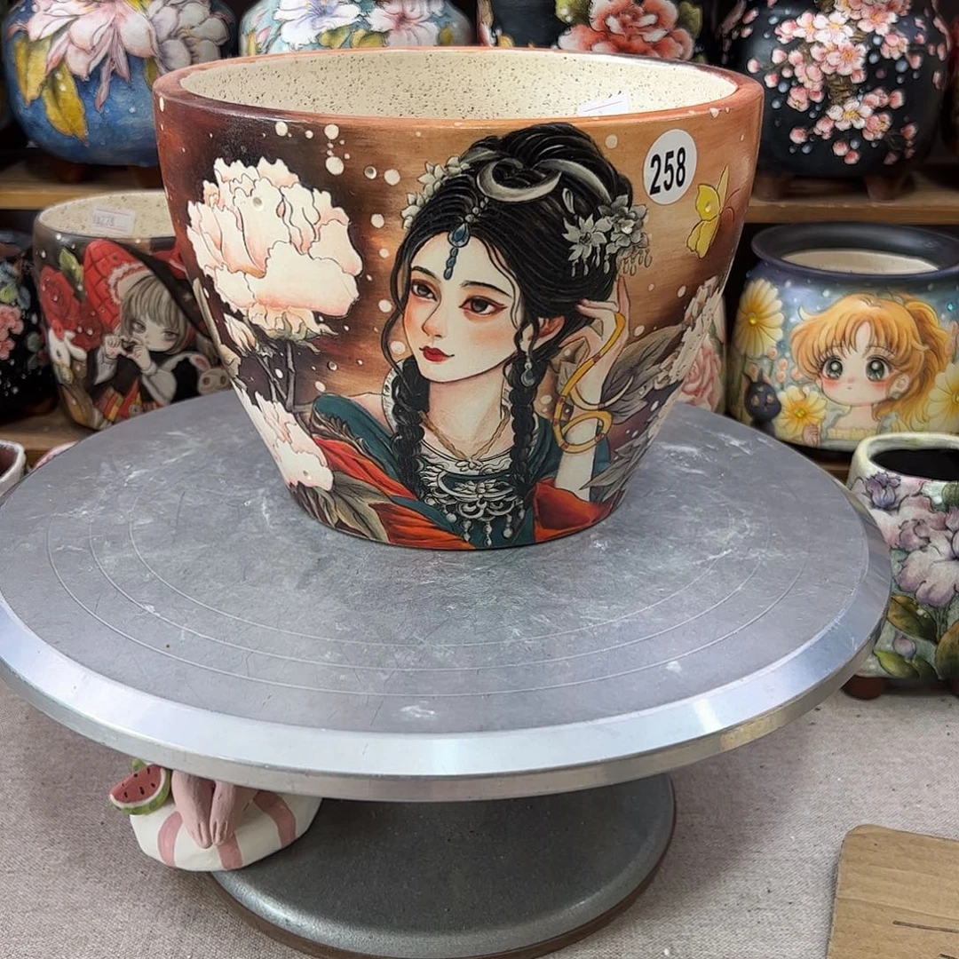 景德镇炫彩手绘口17.5高14