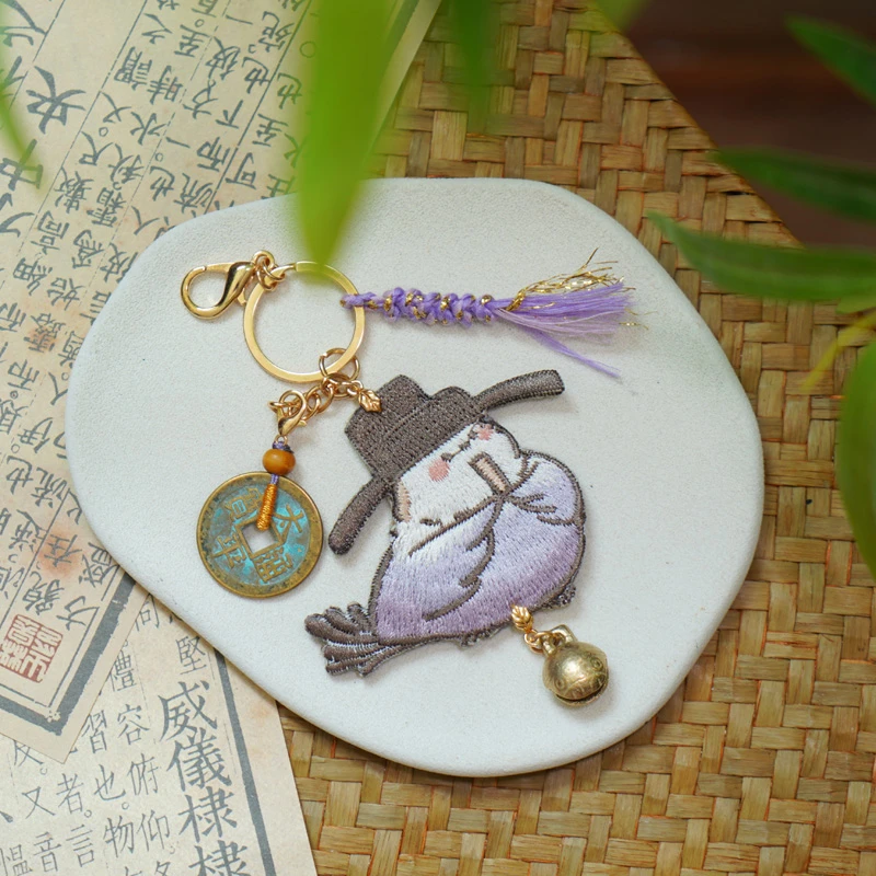 云深雾浅 官啾 原创双面刺绣小鸟钥匙扣汉服配饰包挂挂件赵二衍生