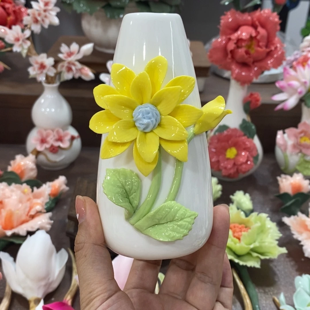 摆件陶瓷手工花摆件工艺品