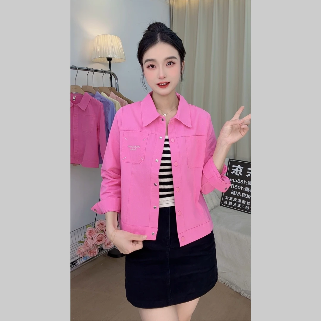 【东东】2025春季新款棉刺绣字母小个子百搭上衣外套