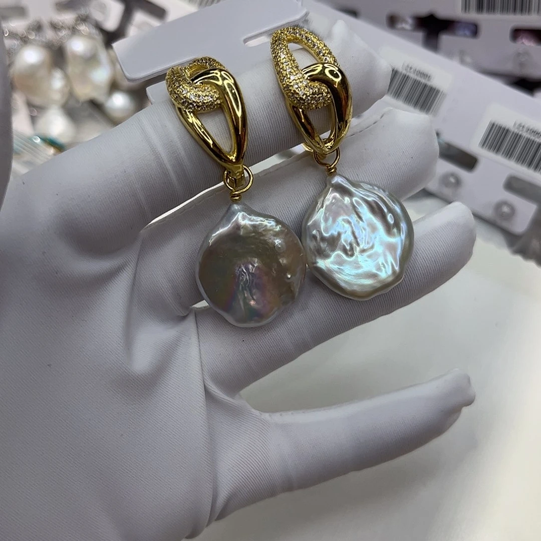 淡水珍珠耳饰合金