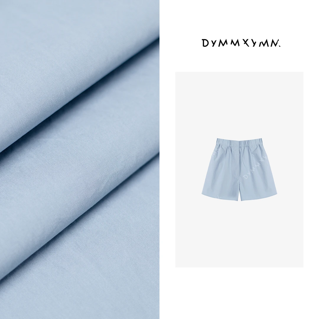 【DYMMXYMM】-早春极简风高级感松紧腰蓝色老头裤短裤-5SS6080