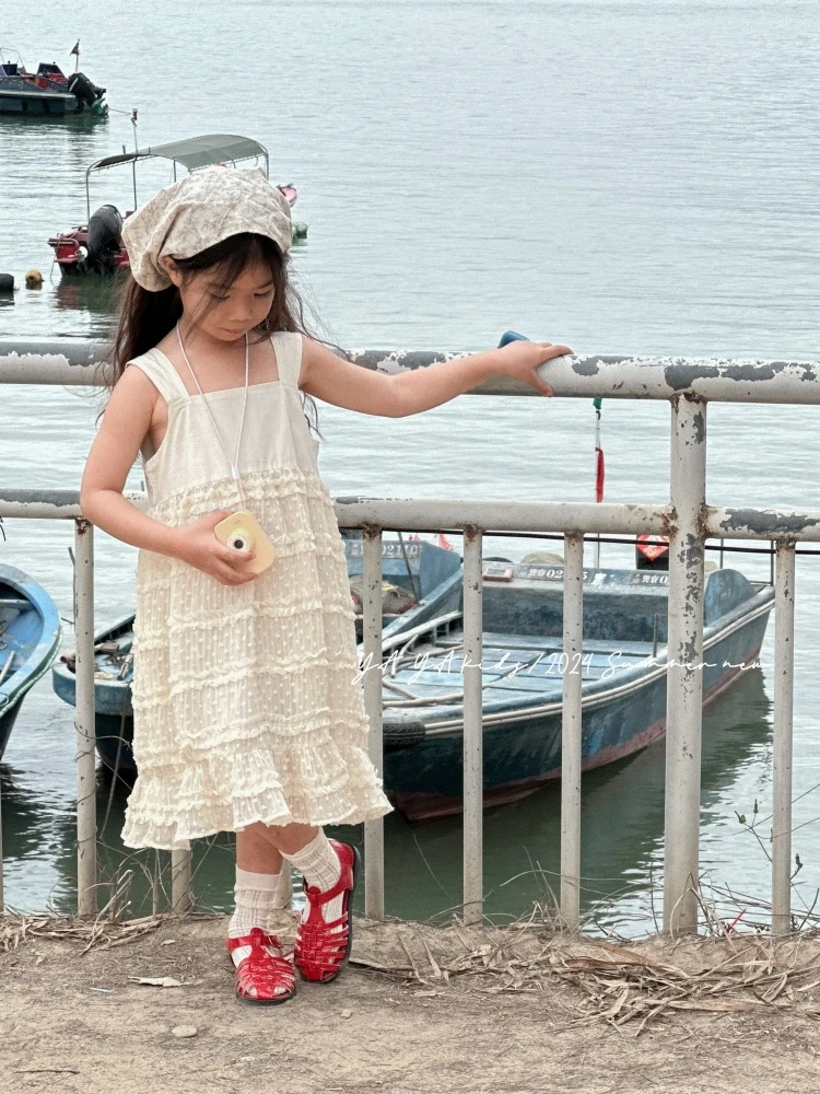 2025夏季新款连衣裙韩国童装儿童设计感气质拼接中长款吊带裙