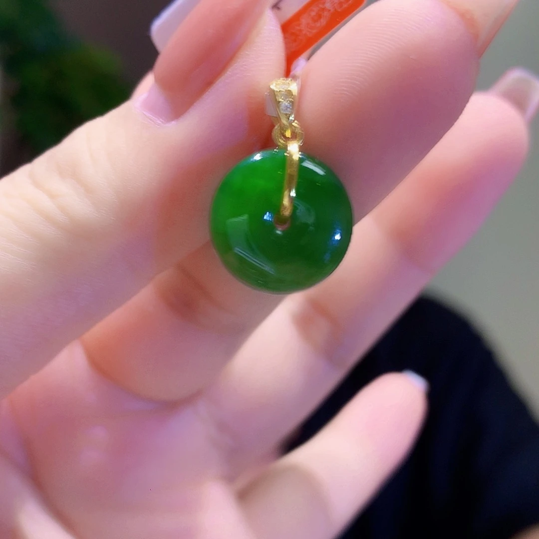 和田玉（碧玉）银S925镀金镶嵌颈饰