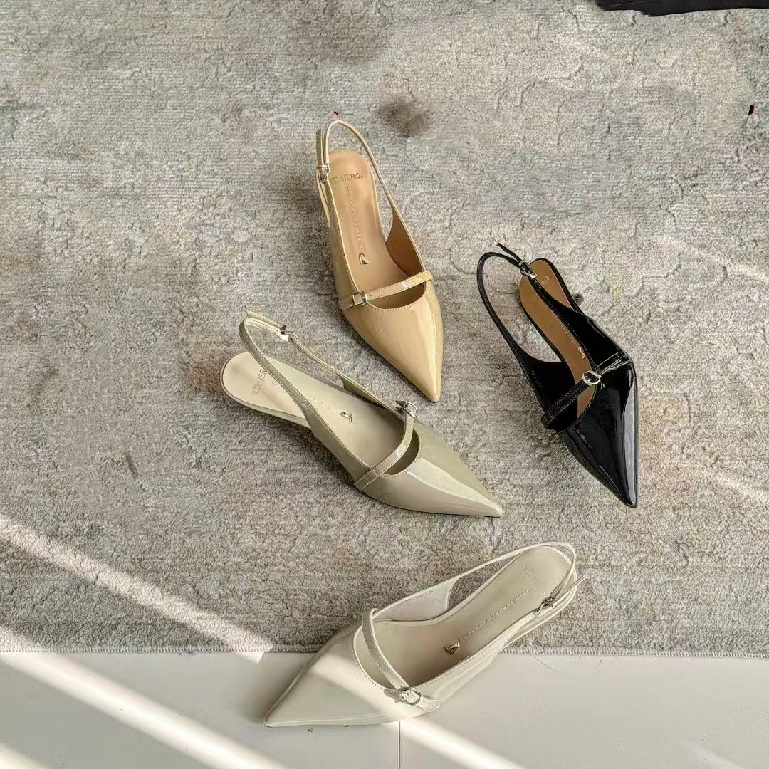 法式细跟气质高跟鞋女春夏新款晚晚温柔后空尖头包头凉鞋26U2257